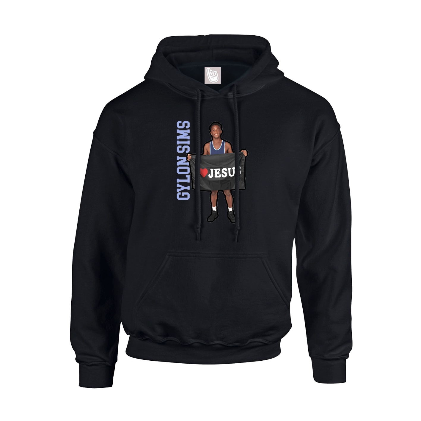 Youth Hoodie — Name Vertical in Black