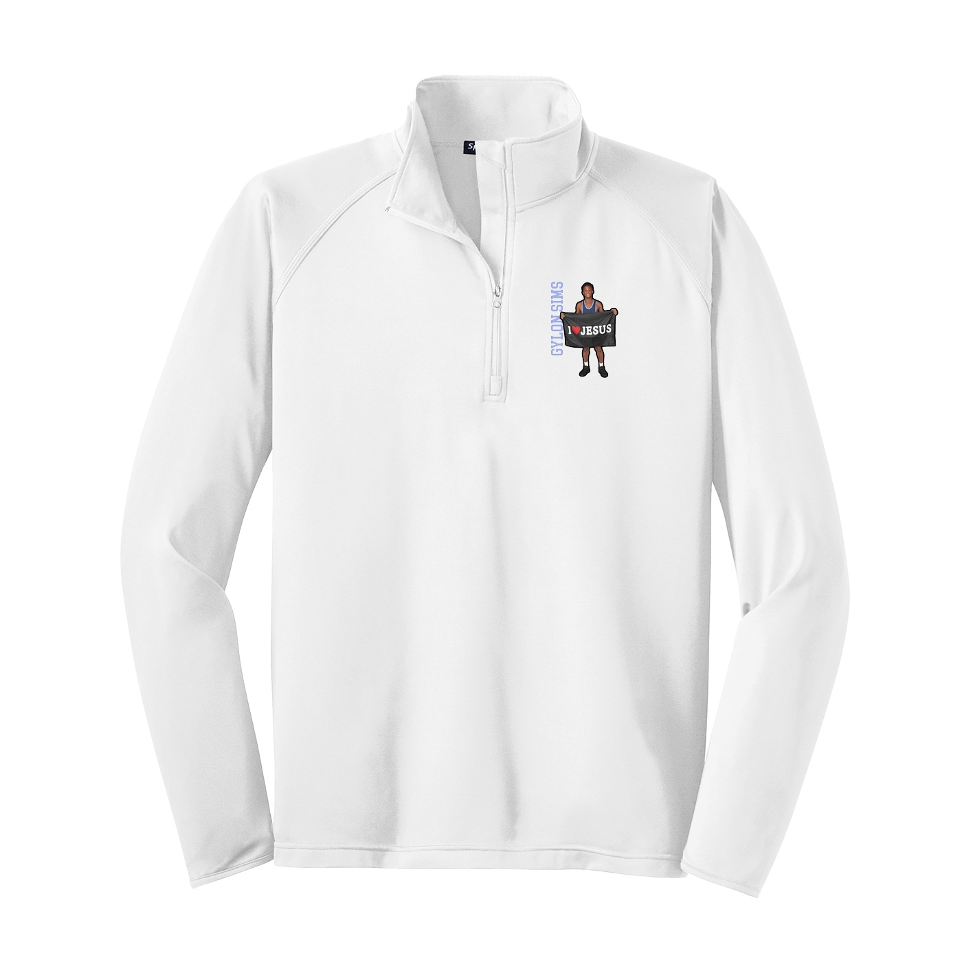 Q-Zip Pullover — Name Vertical in White