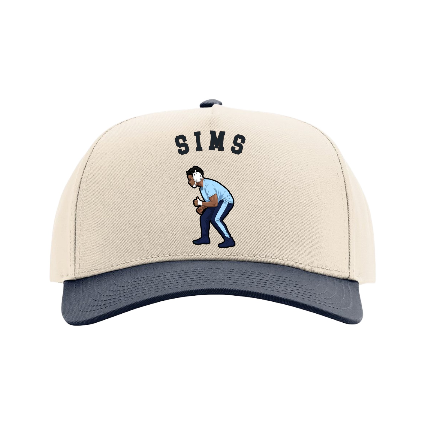 Full Fabric Five-Panel Champ Cap — Shirsey Arch in Cream/Navy