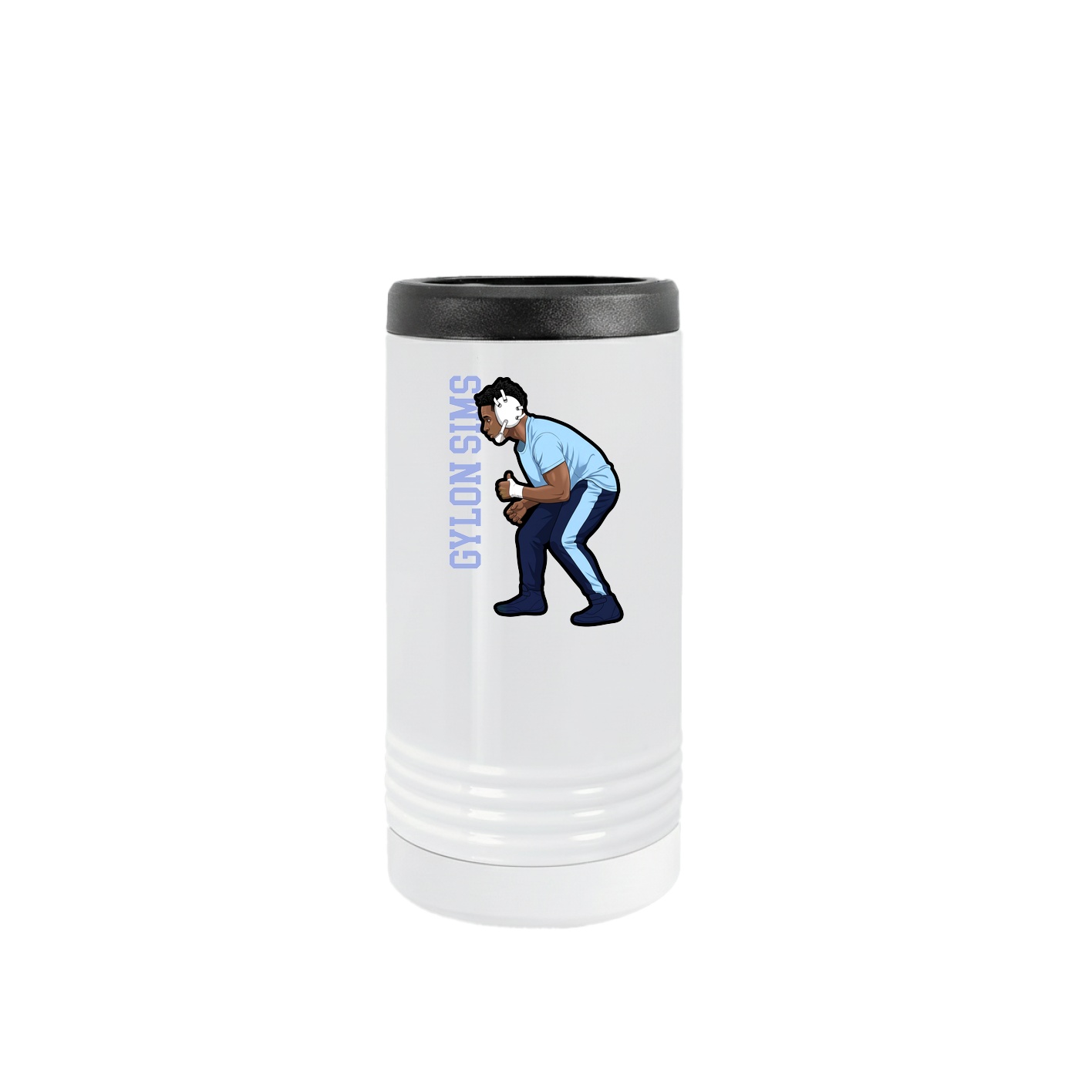 Slim Beverage Holder — Name Vertical in White