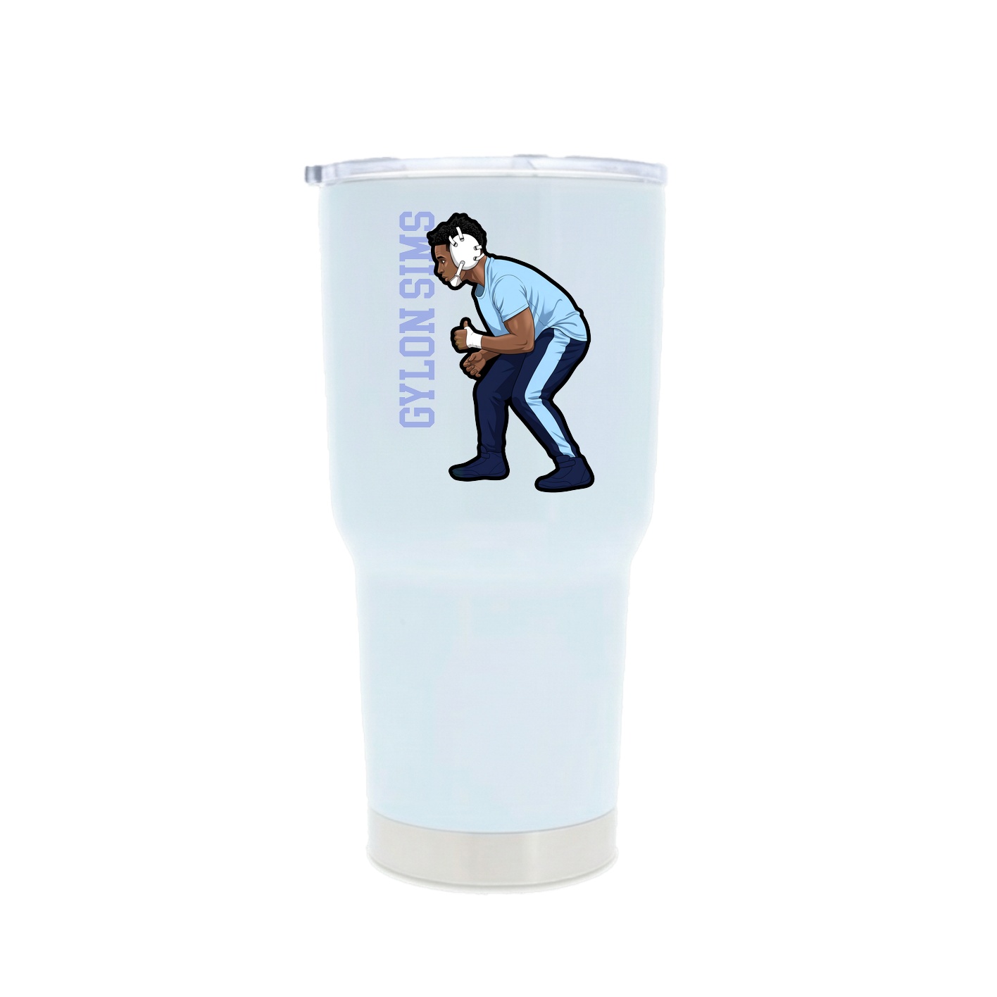 30oz Stainless Steel Tumbler — Name Vertical in White
