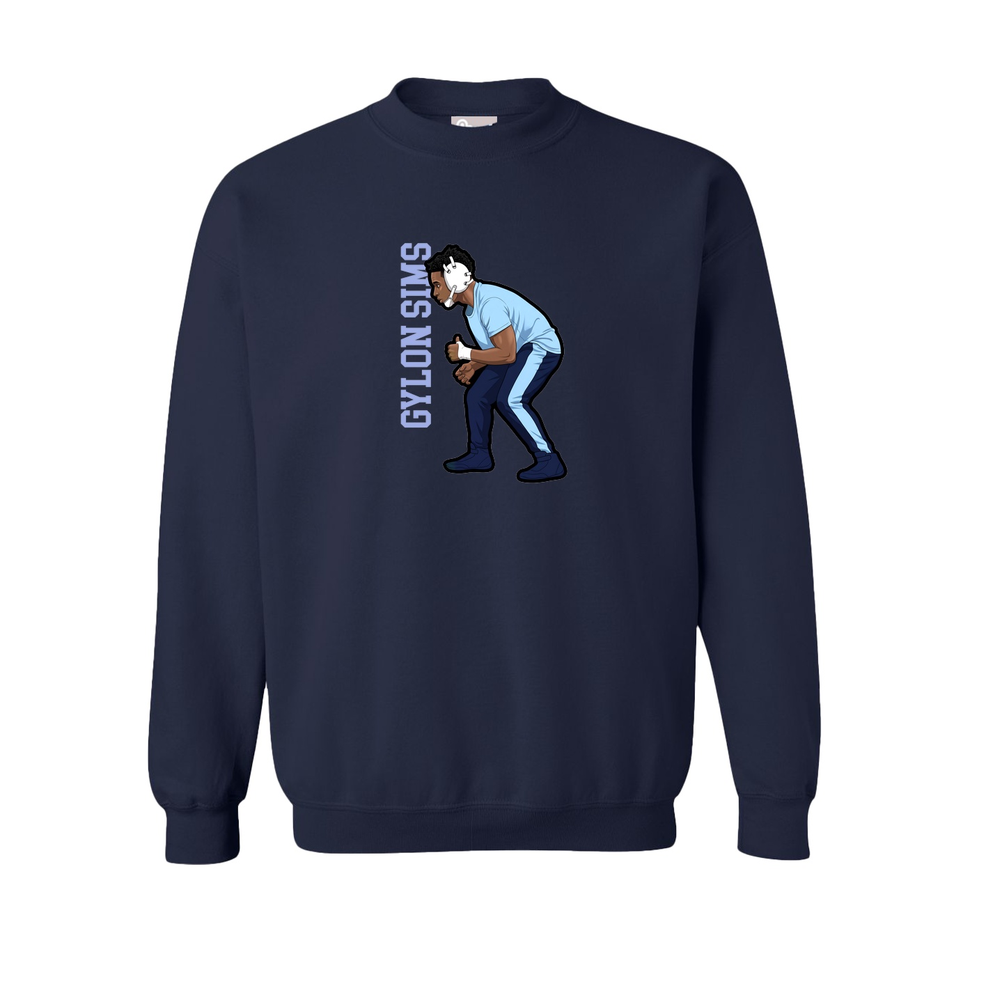 Fleece Crew — Name Vertical in Navy