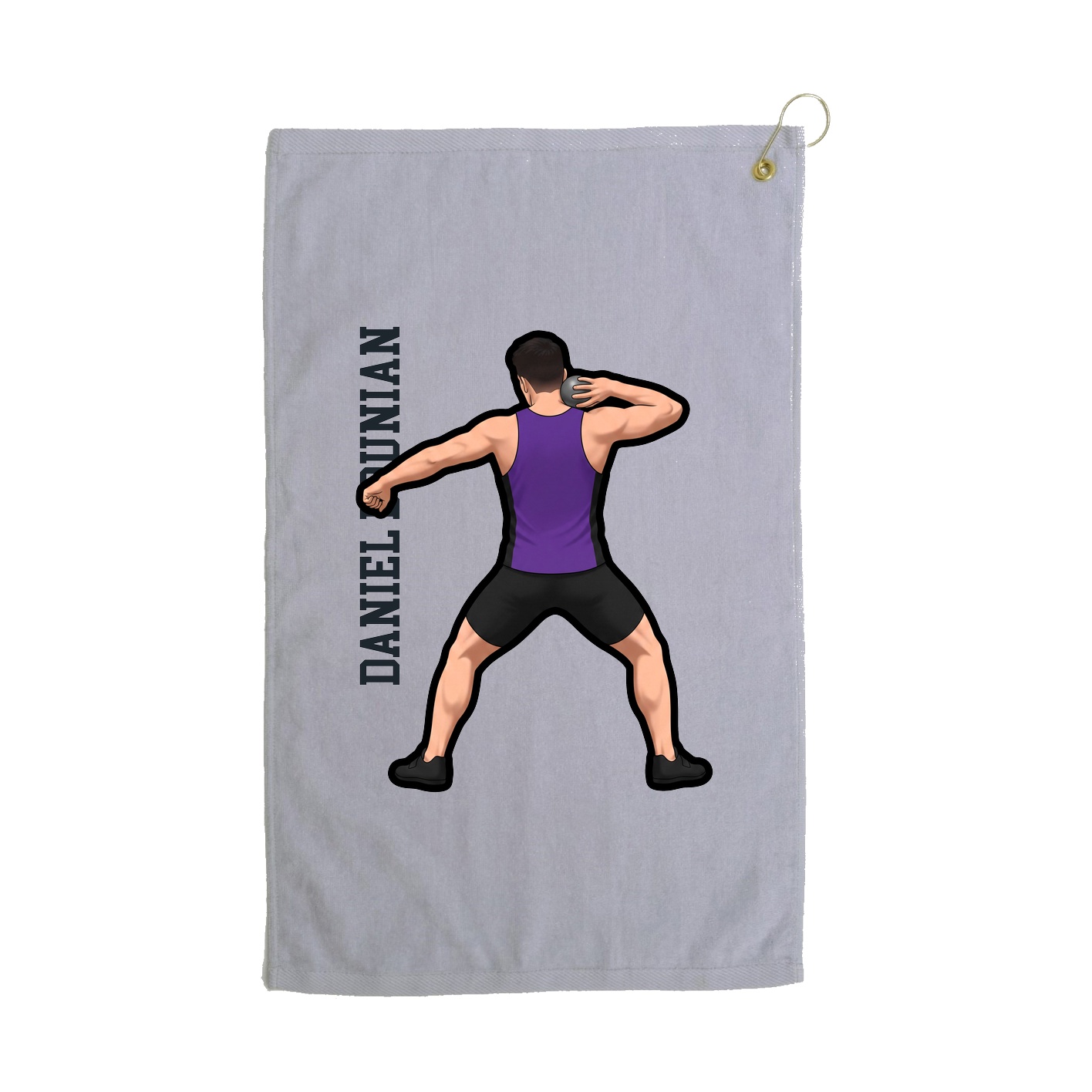 Golf Towel — Name Vertical in Grey