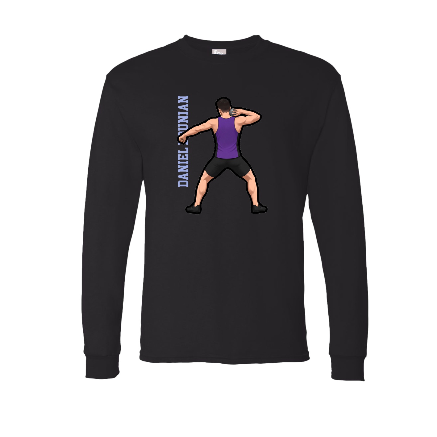 Long Sleeve Tee — Name Vertical in Black