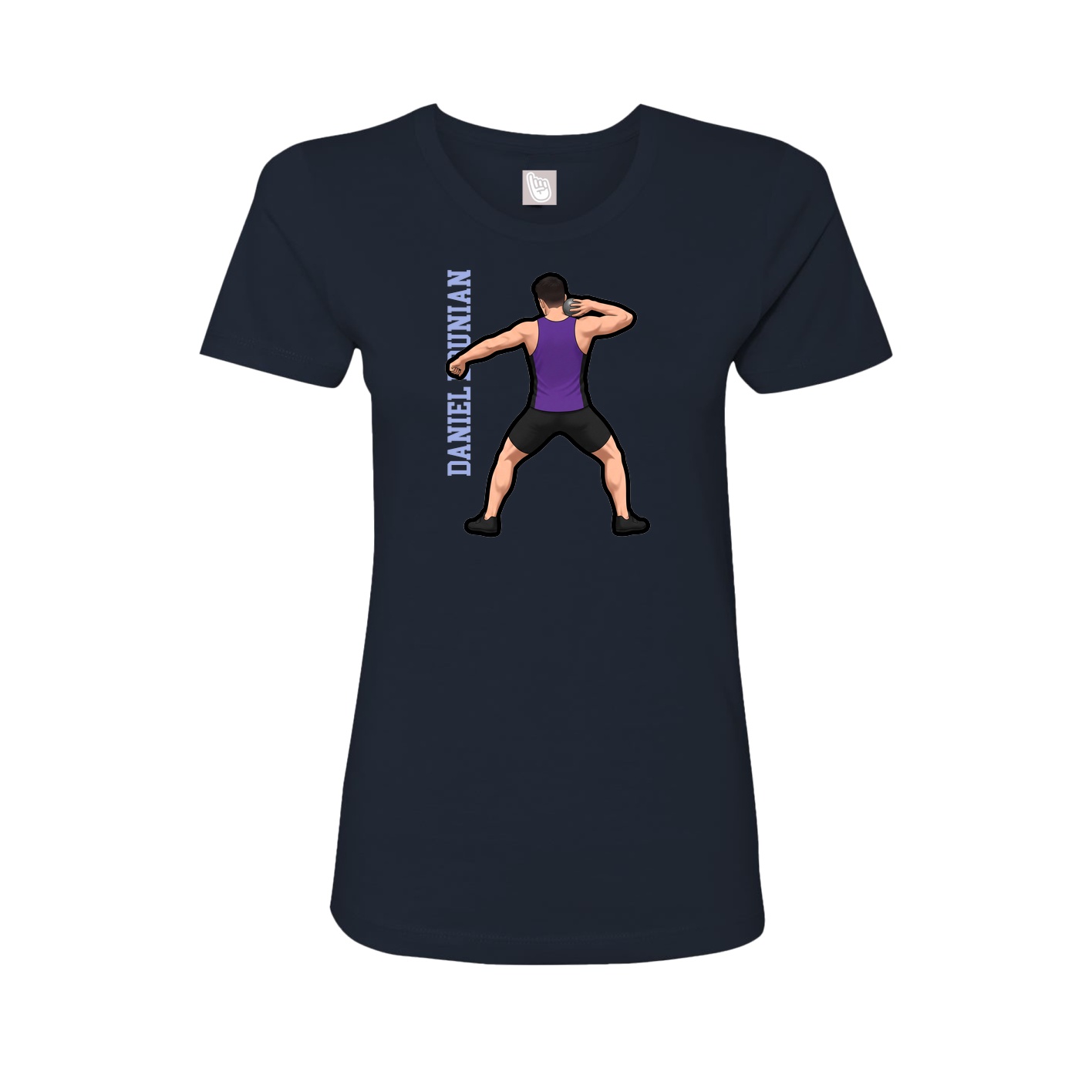 Fitted Women's Tee — Name Vertical in Navy