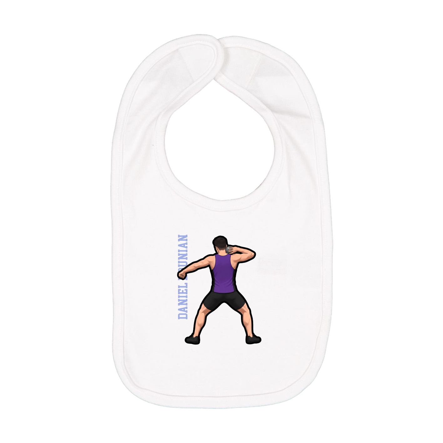 Infant Bib — Name Vertical in White