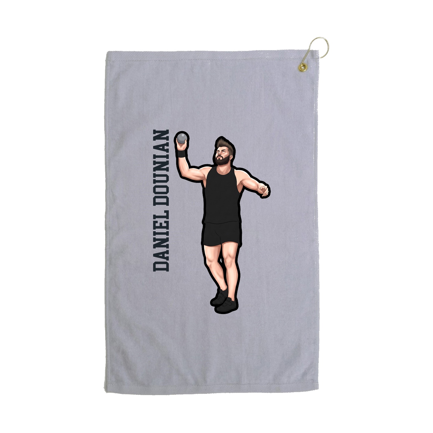 Golf Towel — Name Vertical in Grey