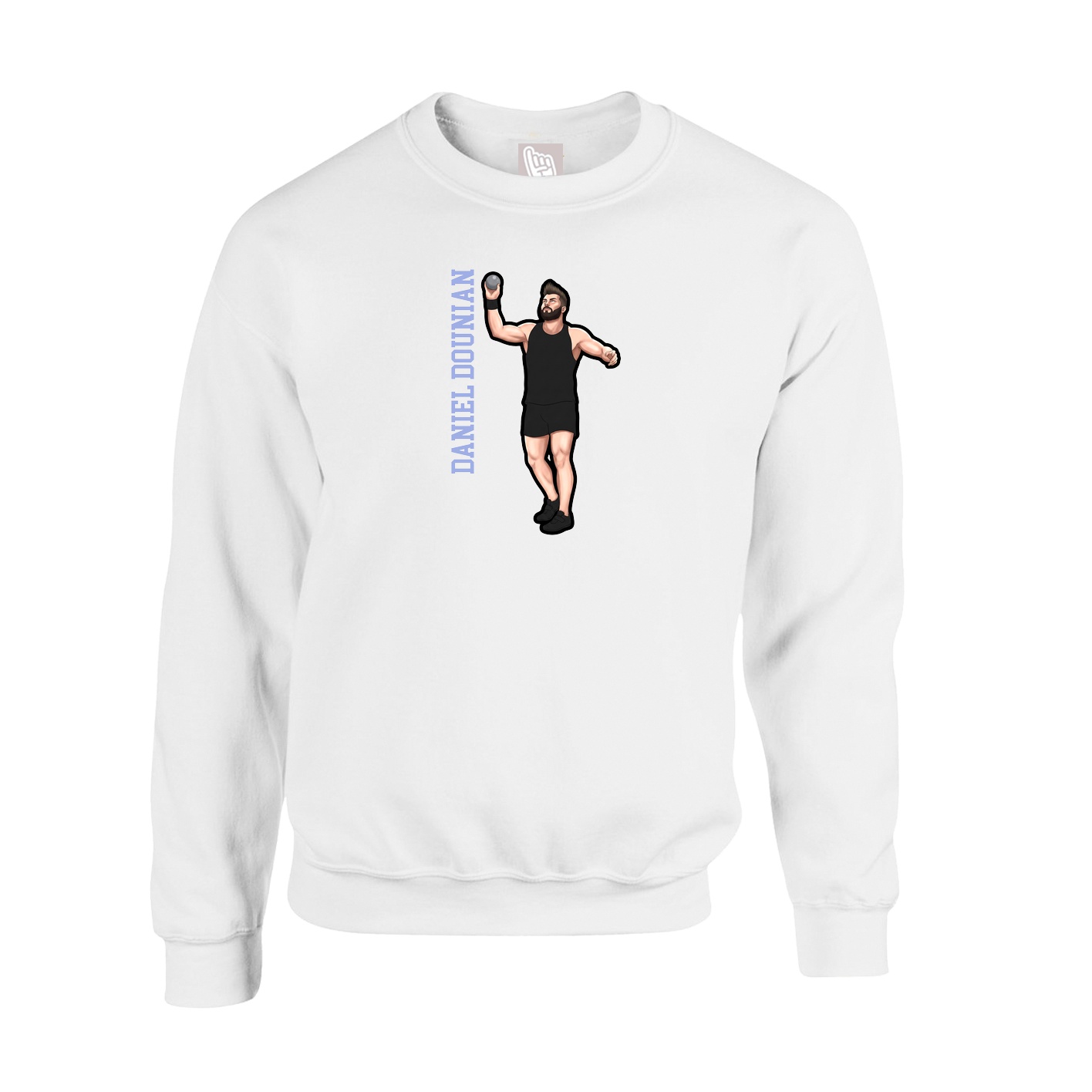 Fleece Crew — Name Vertical in White