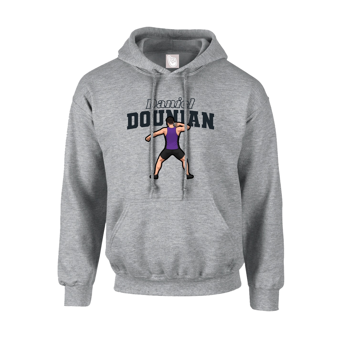 Youth Hoodie — Name Arch in Grey