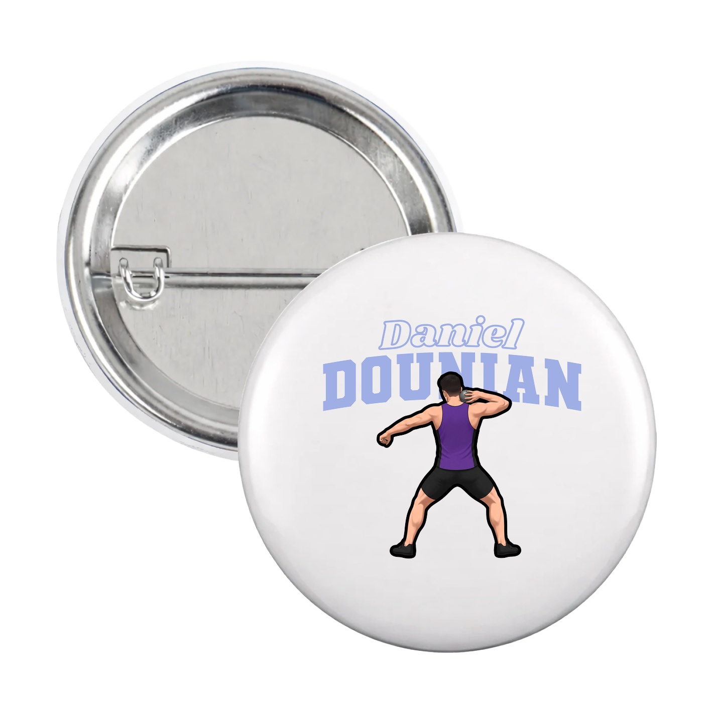 Game Day Button — Name Arch in White