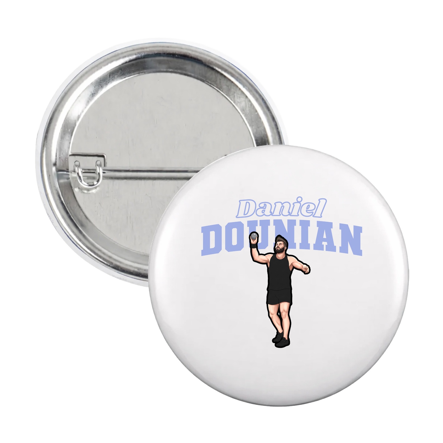 Game Day Button — Name Arch in White