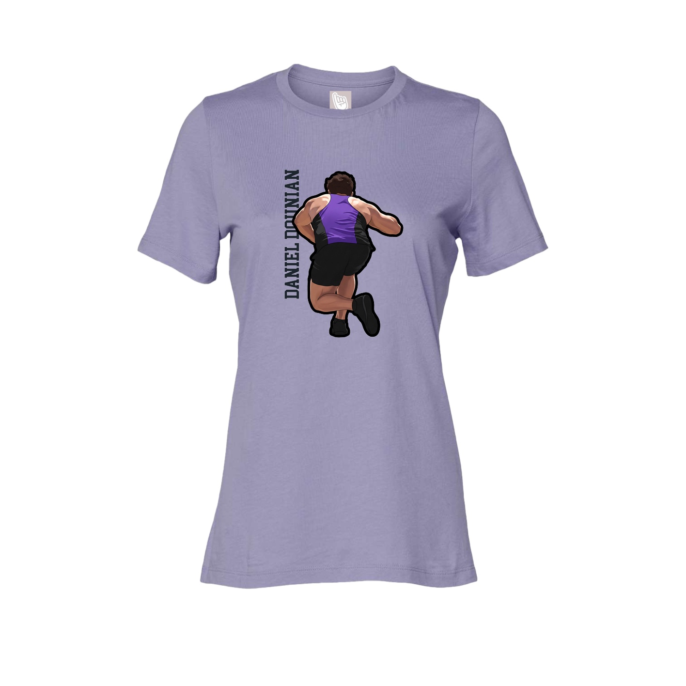 Fitted Women's Tee — Name Vertical in Purple