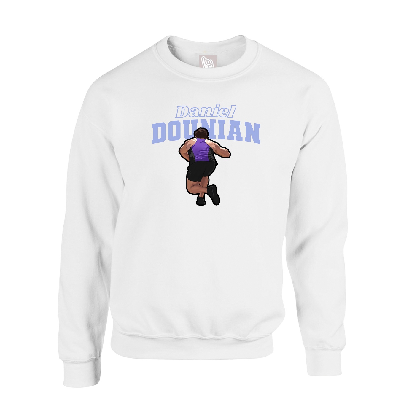 Fleece Crew — Name Arch in White