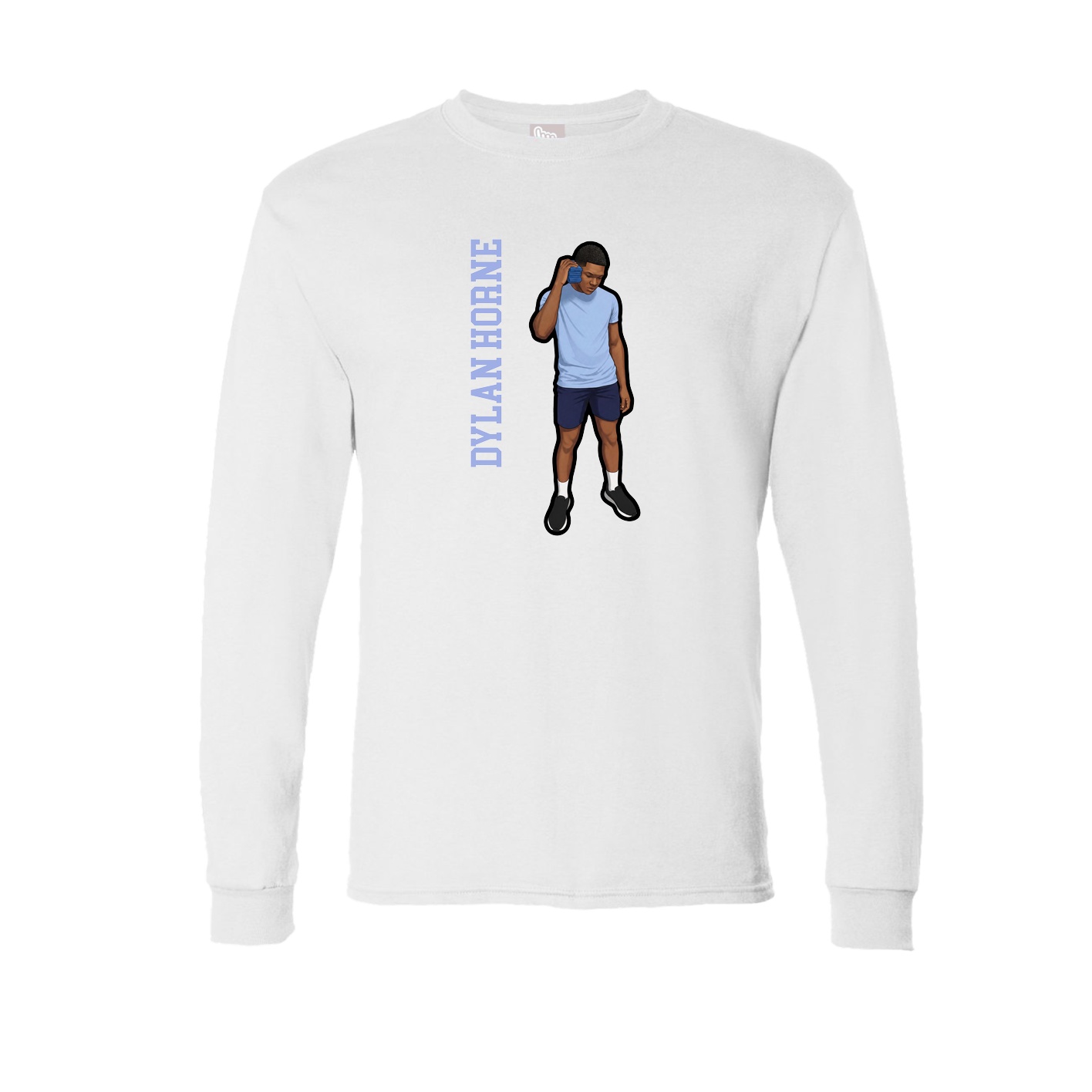 Long Sleeve Tee — Name Vertical in White