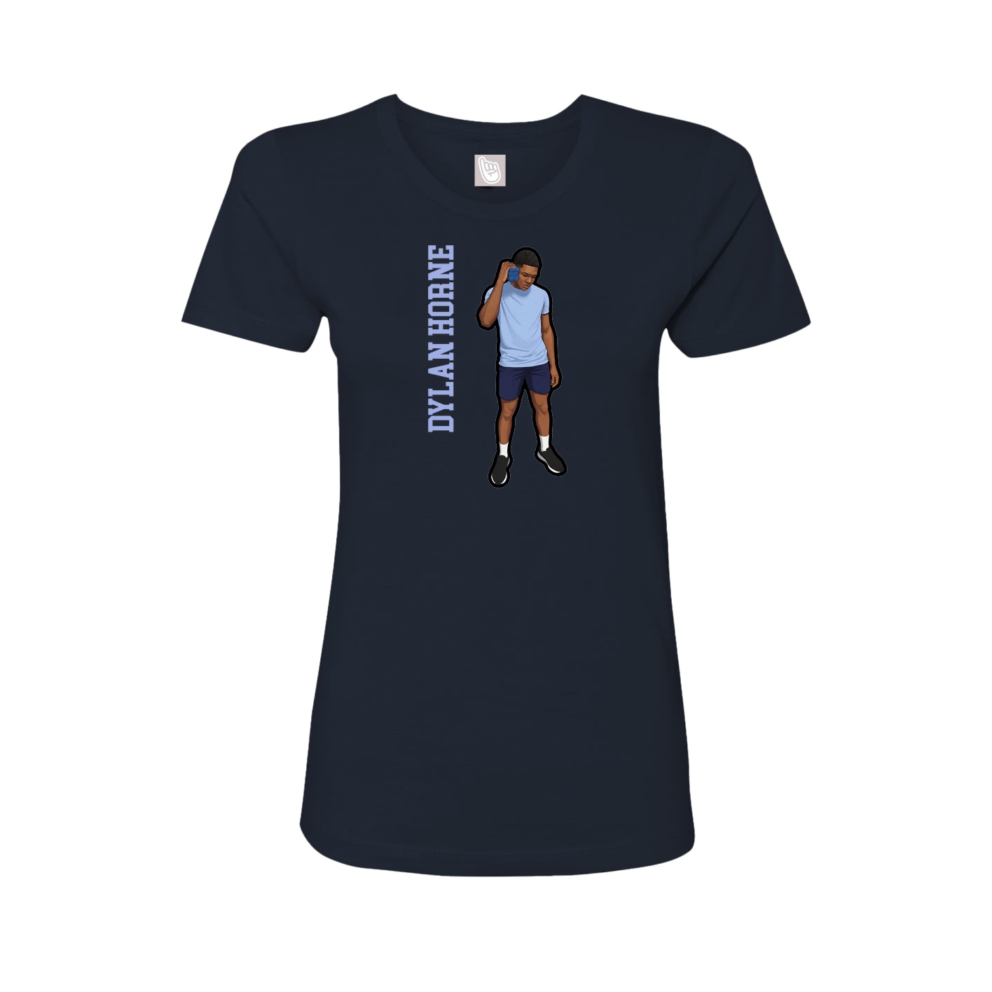 Fitted Women's Tee — Name Vertical in Navy