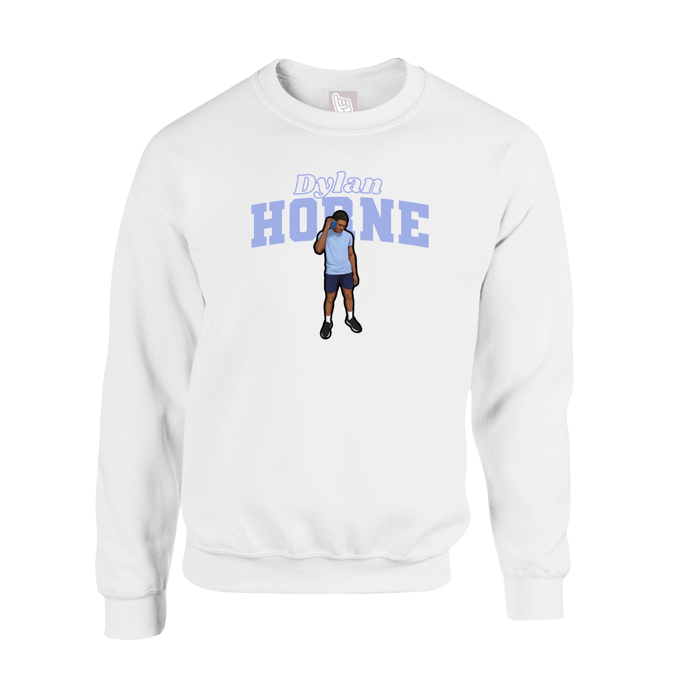 Fleece Crew — Name Arch in White