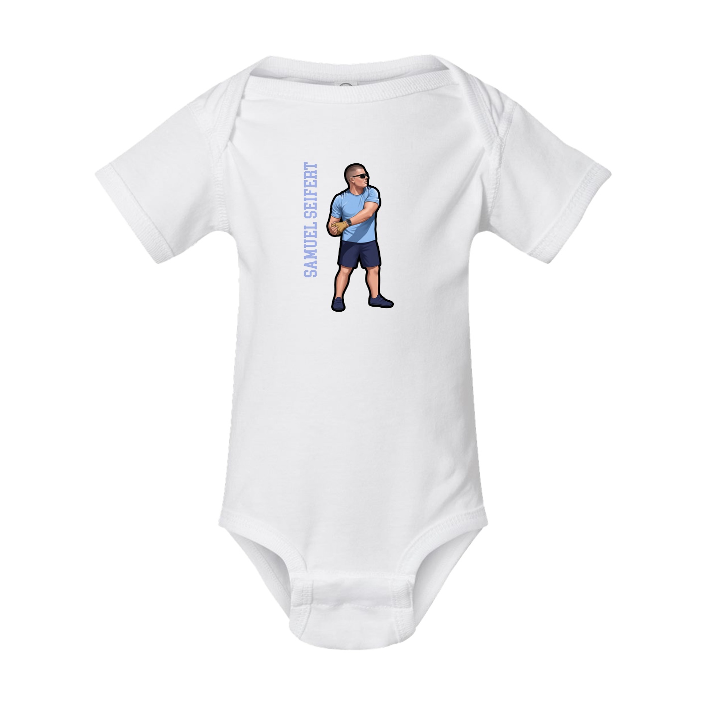 Baby Onesie — Name Vertical in White