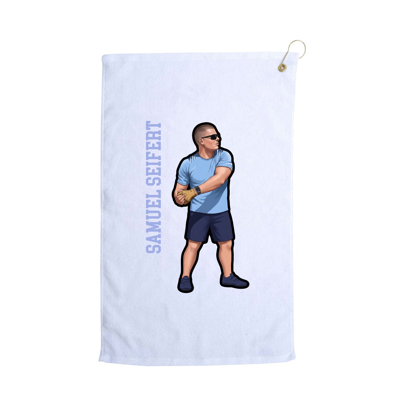 Golf Towel — Name Vertical in White
