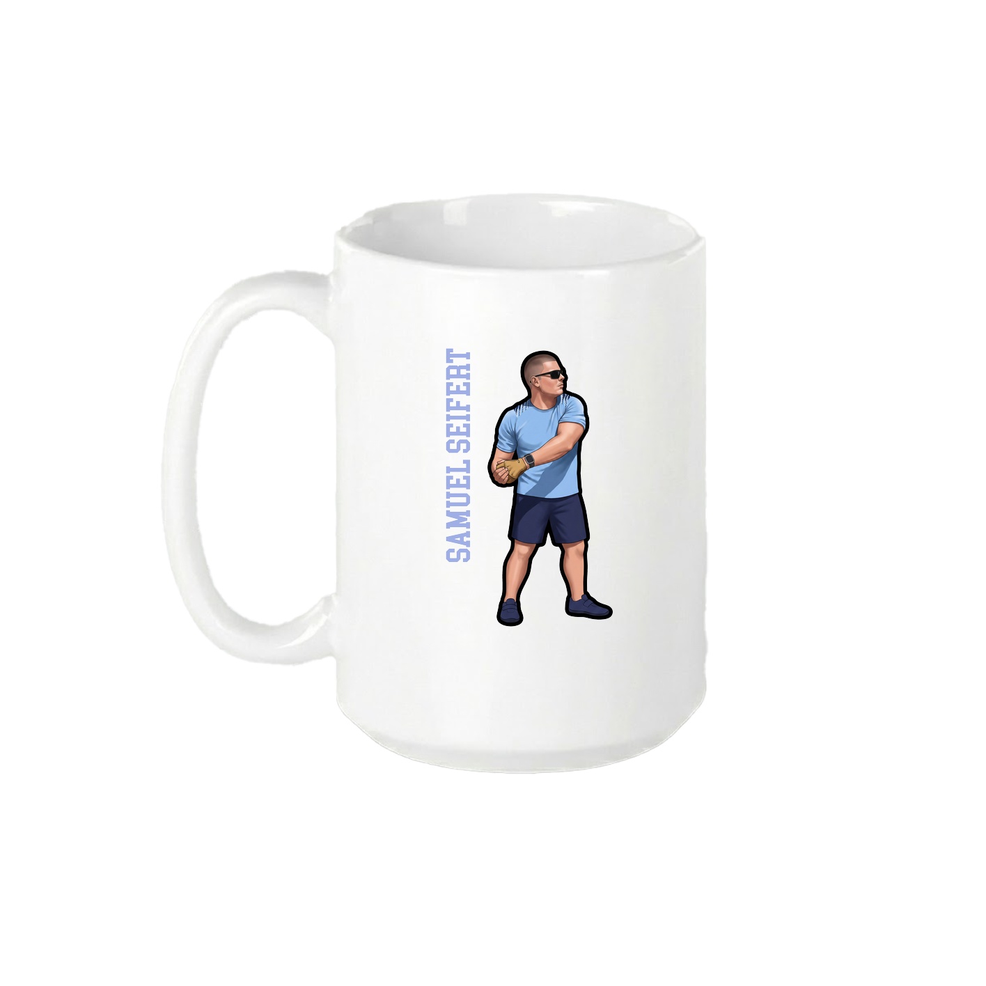 15oz Coffee Mug — Name Vertical in White