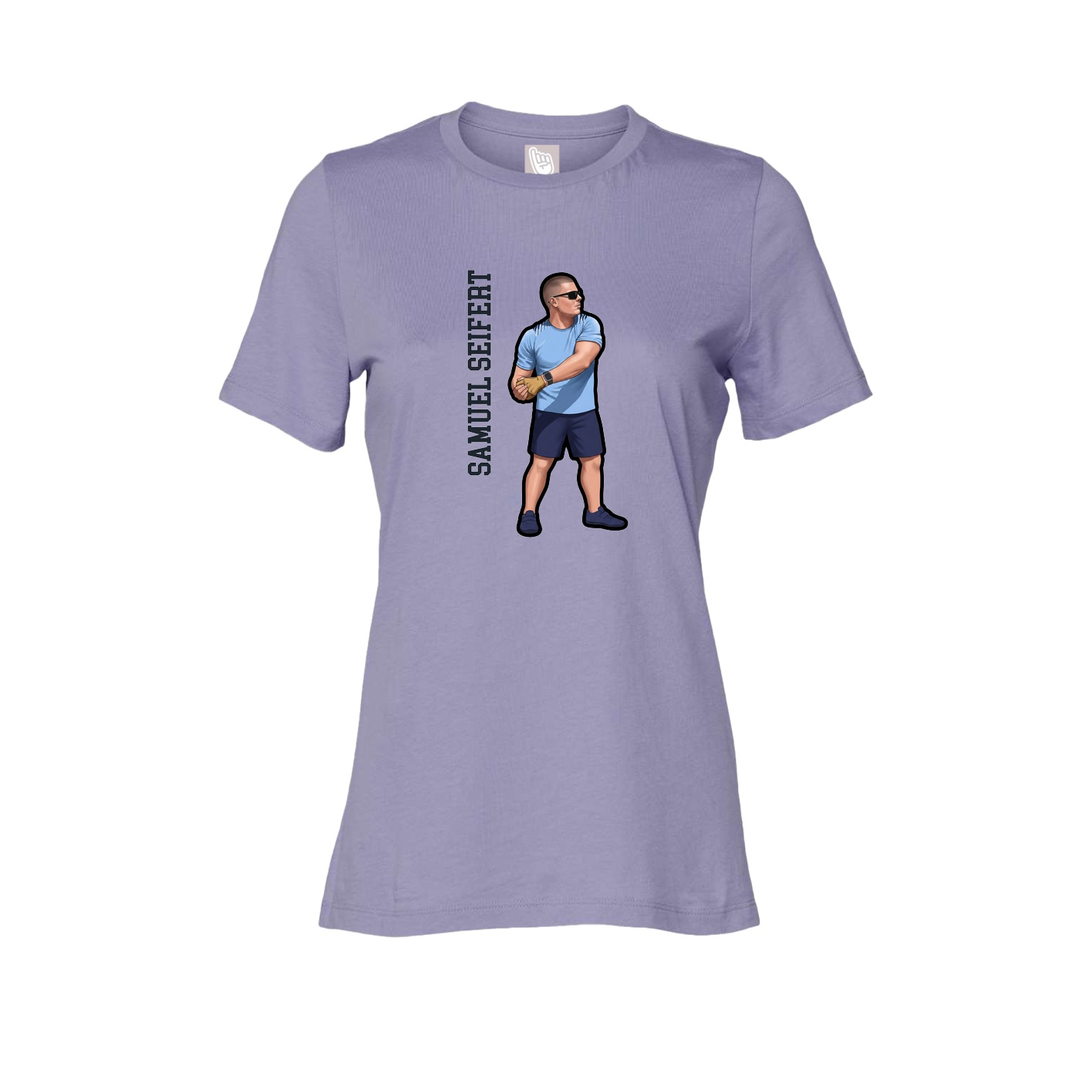 Fitted Women's Tee — Name Vertical in Purple