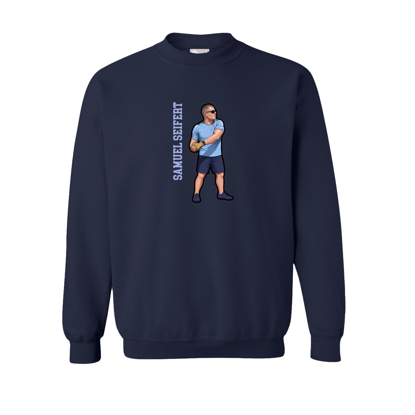 Fleece Crew — Name Vertical in Navy