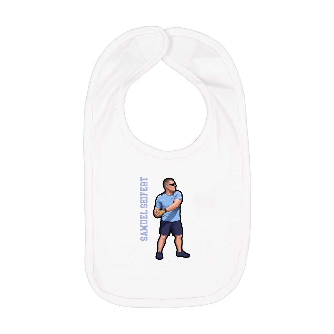 Infant Bib — Name Vertical in White