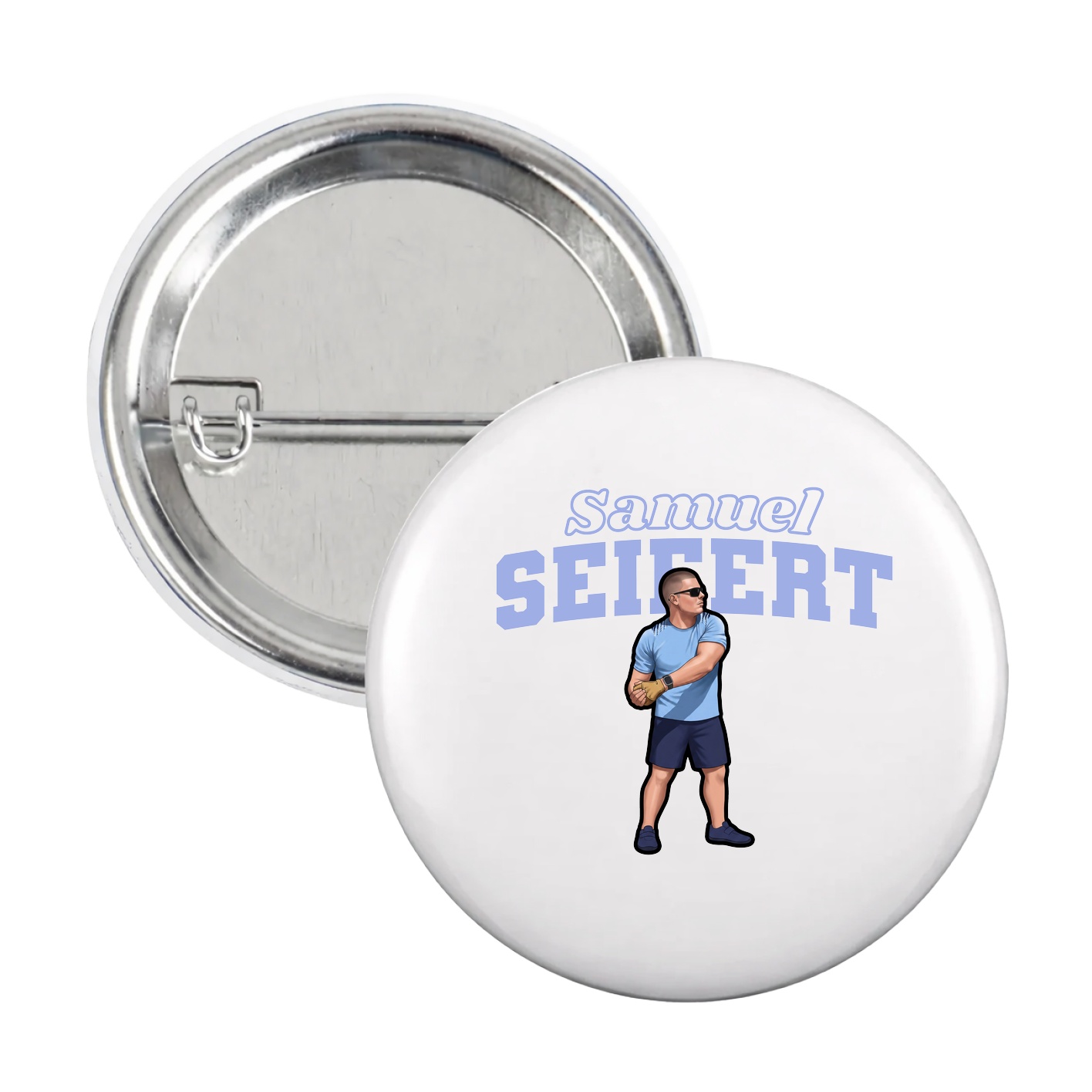 Game Day Button — Name Arch in White