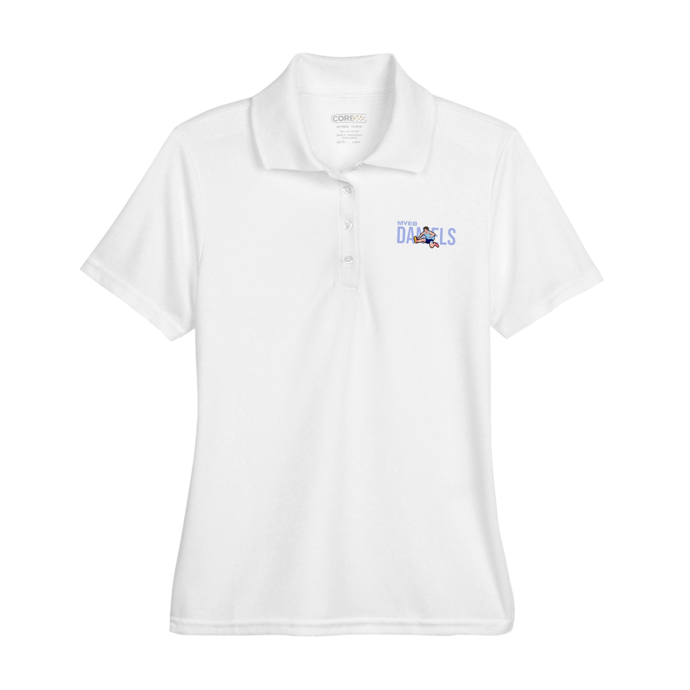Womens Performance Polo — Player Name in White