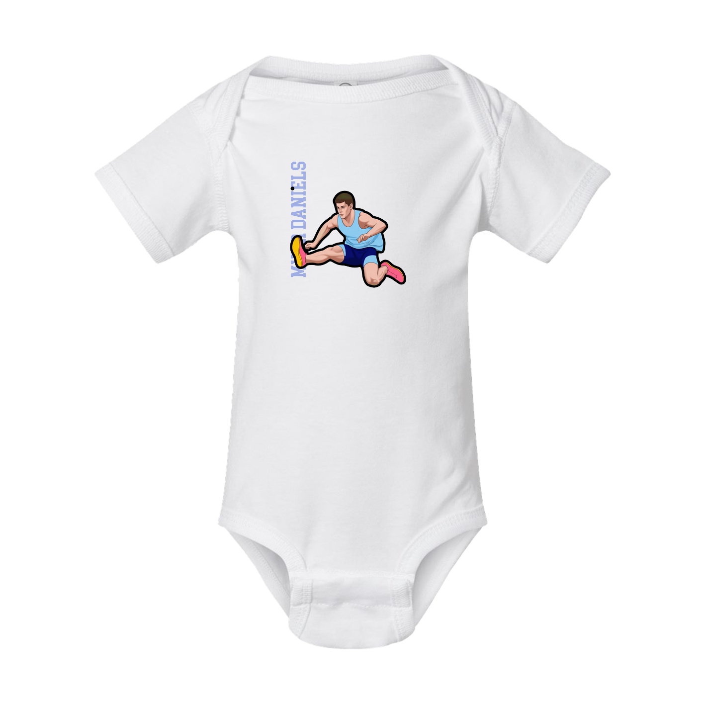 Baby Onesie — Name Vertical in White