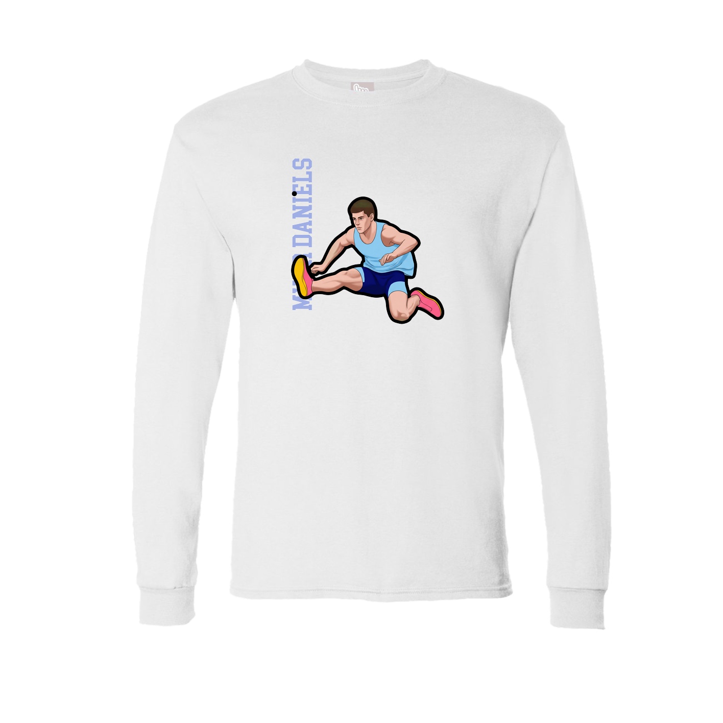 Long Sleeve Tee — Name Vertical in White