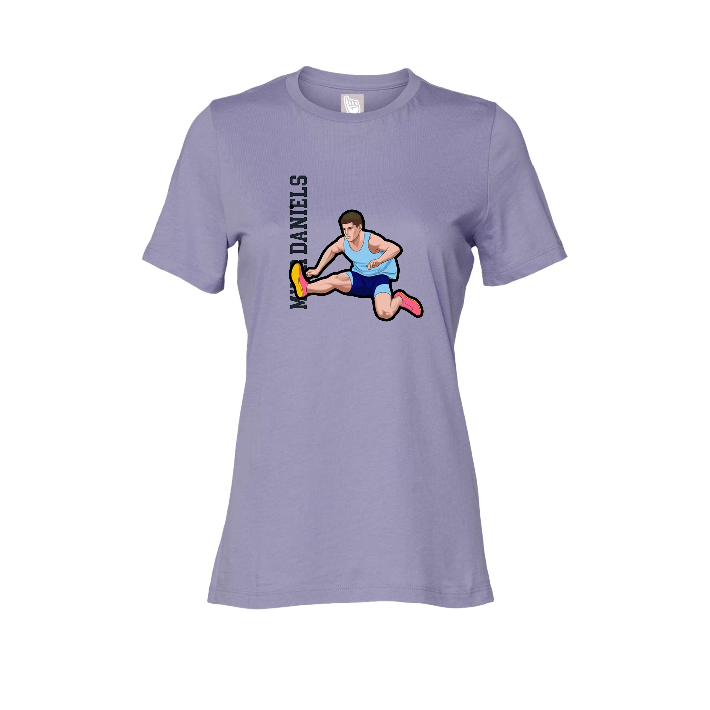 Fitted Women's Tee — Name Vertical in Purple