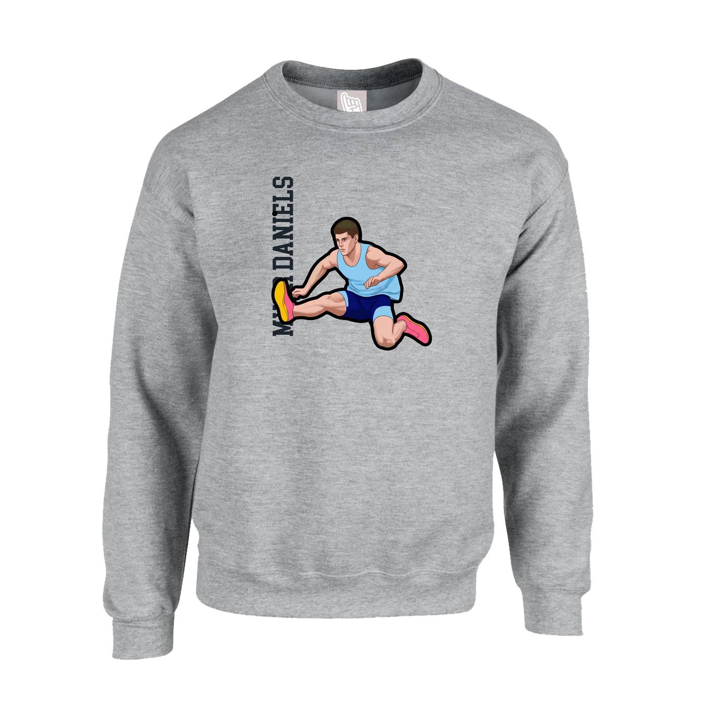Fleece Crew — Name Vertical in Grey