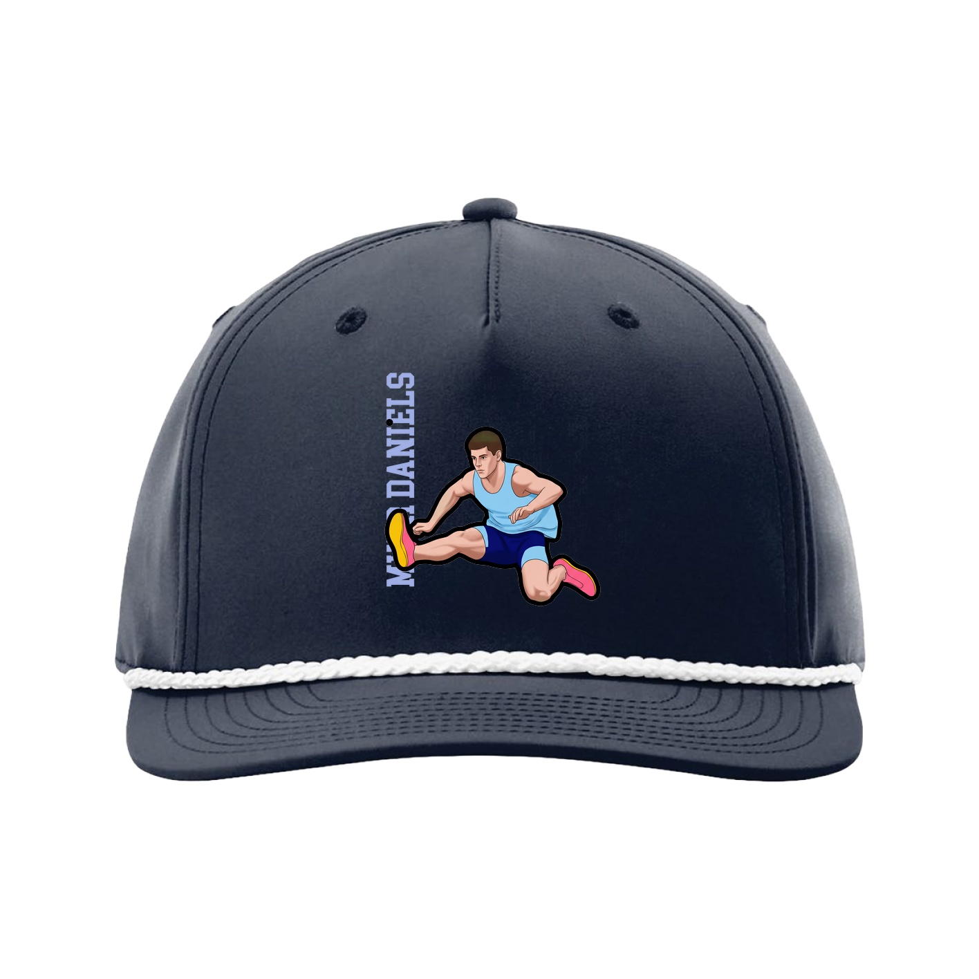 Five-Panel Classic Rope Cap — Name Vertical in Navy
