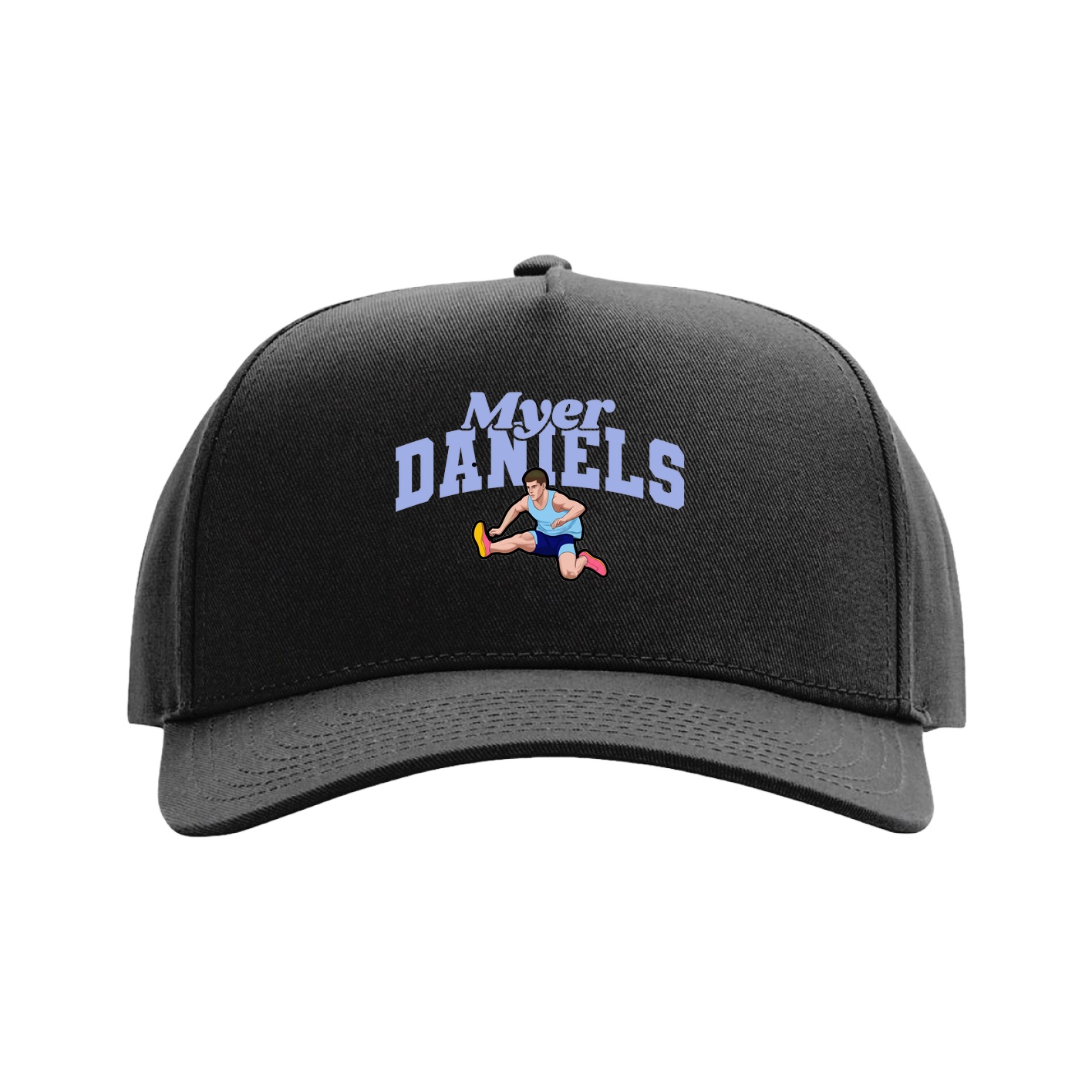 Full Fabric Five-Panel Champ Cap — Signature Arch in Black