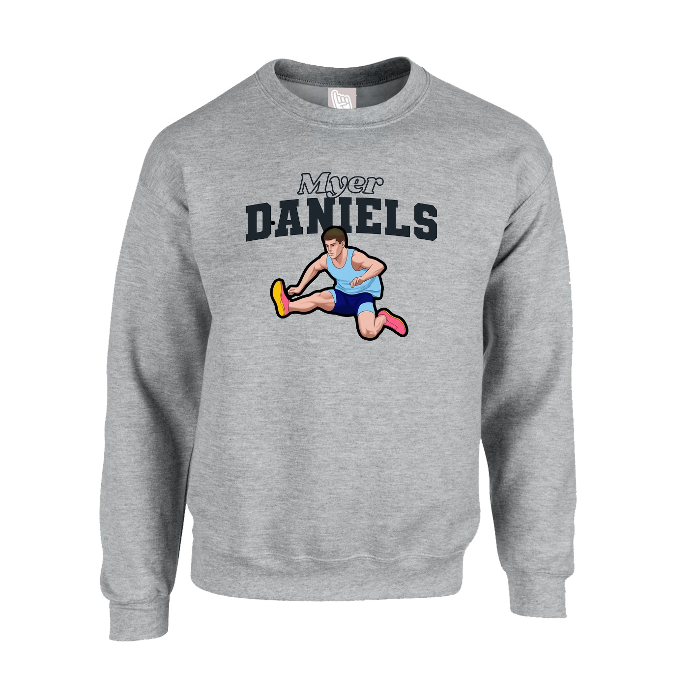 Fleece Crew — Name Arch in Grey