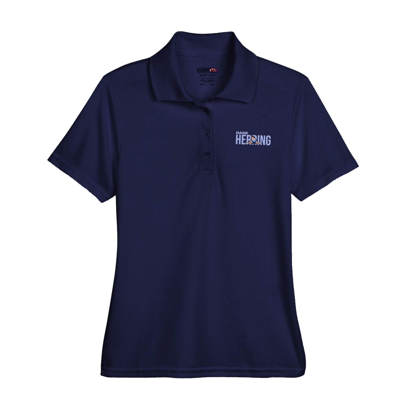 Womens Performance Polo — Player Name in Navy