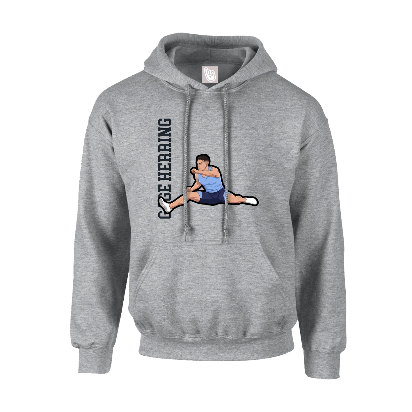Hoodie — Name Vertical in Grey