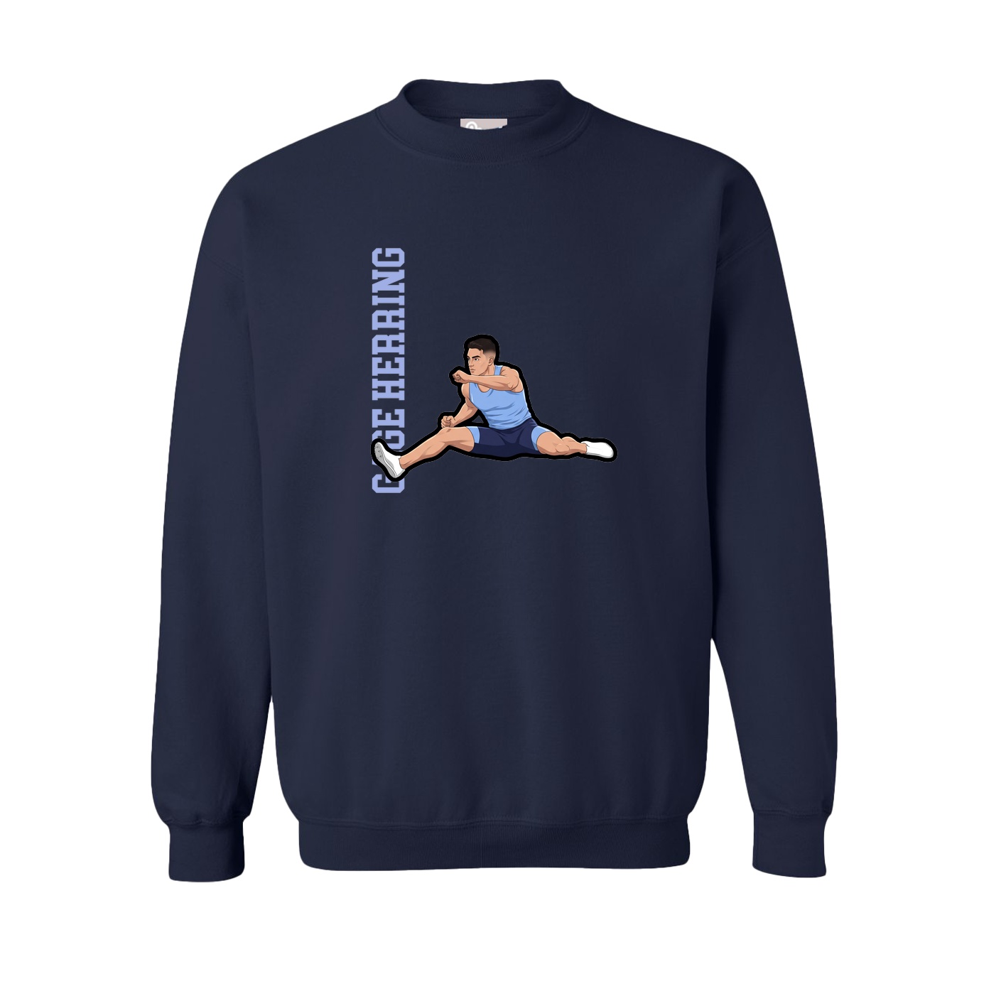 Fleece Crew — Name Vertical in Navy