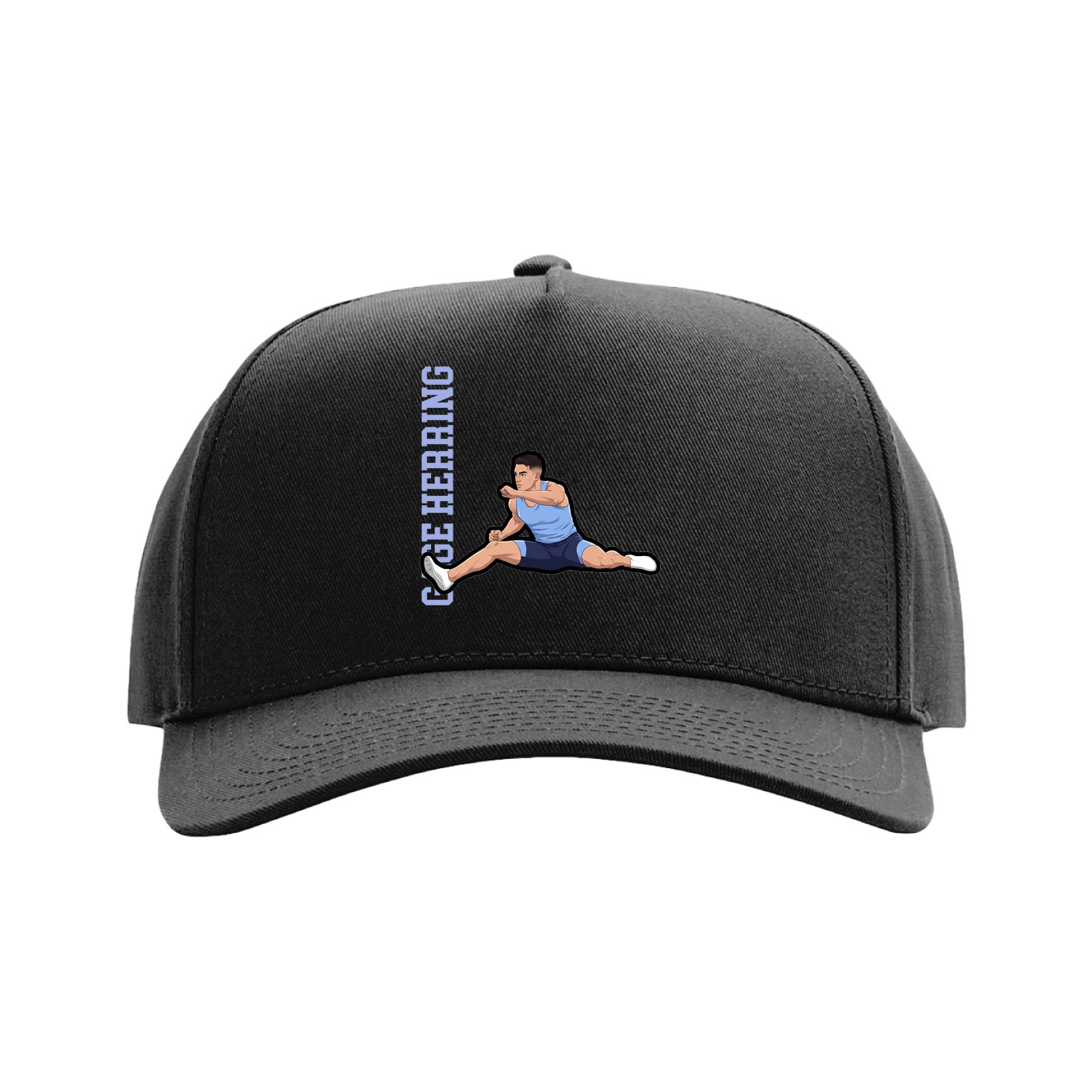 Full Fabric Five-Panel Champ Cap — Name Vertical in Black