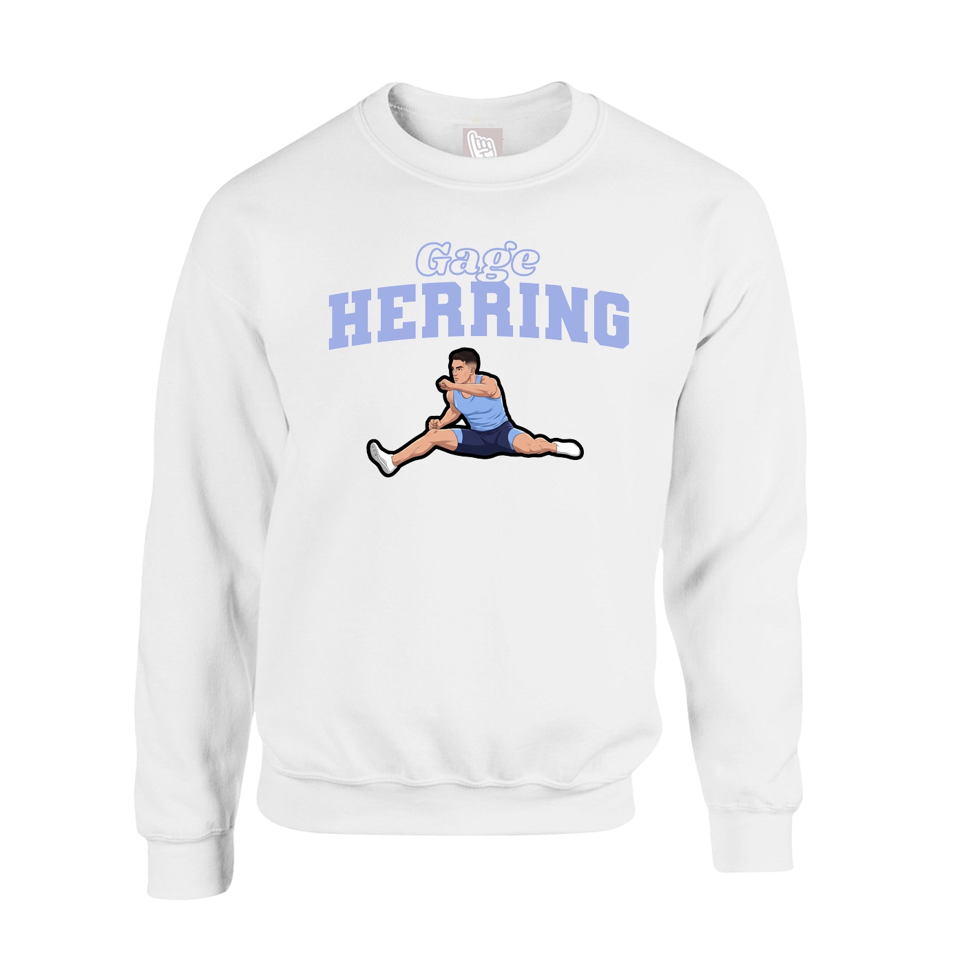 Fleece Crew — Name Arch in White