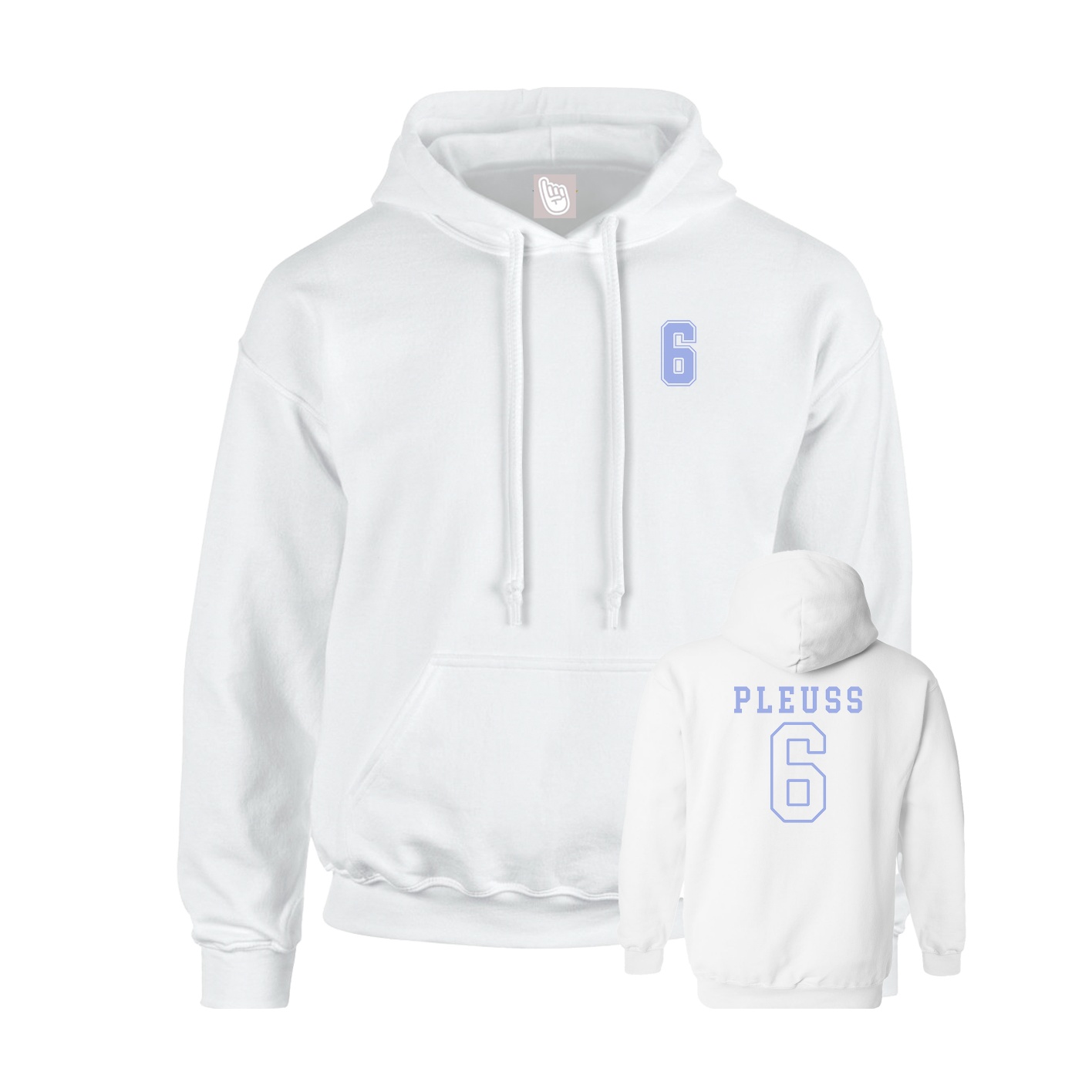 Youth Hoodie — Chest Back in White