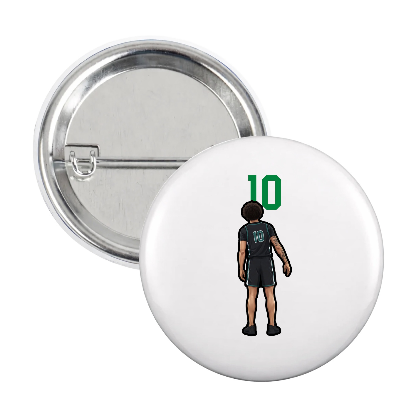 Game Day Button — Number Top in White