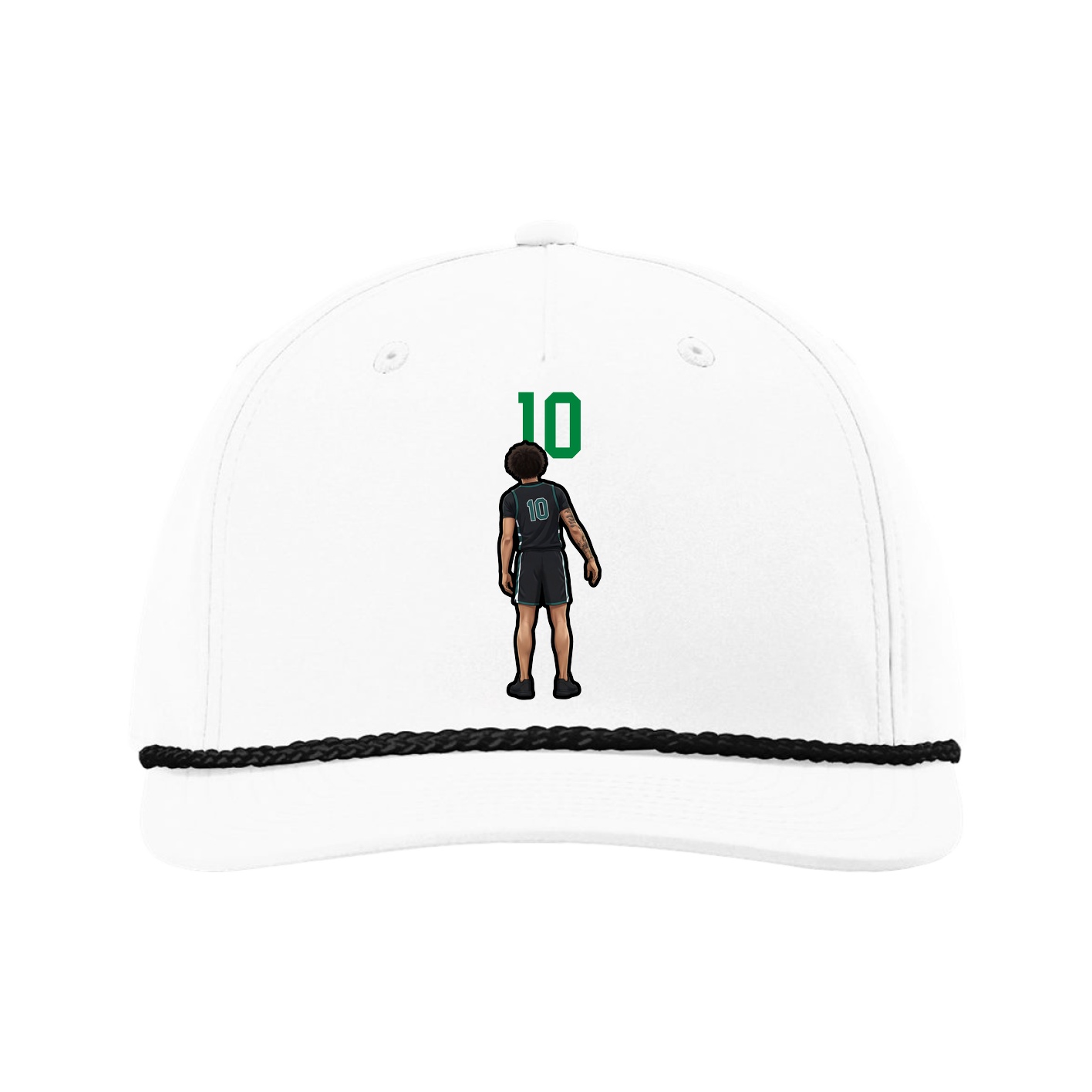 Five-Panel Classic Rope Cap — Number Top in White