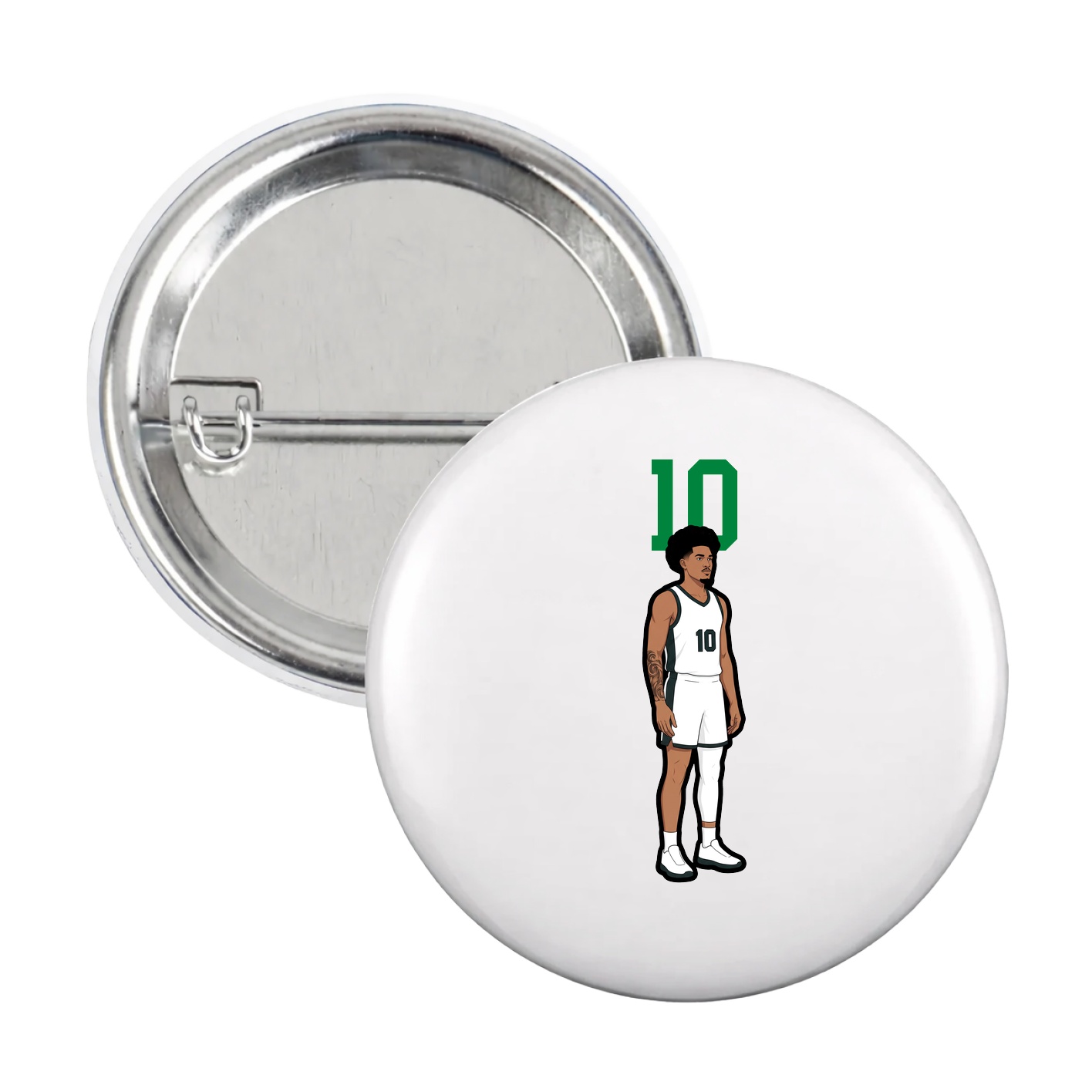 Game Day Button — Number Top in White