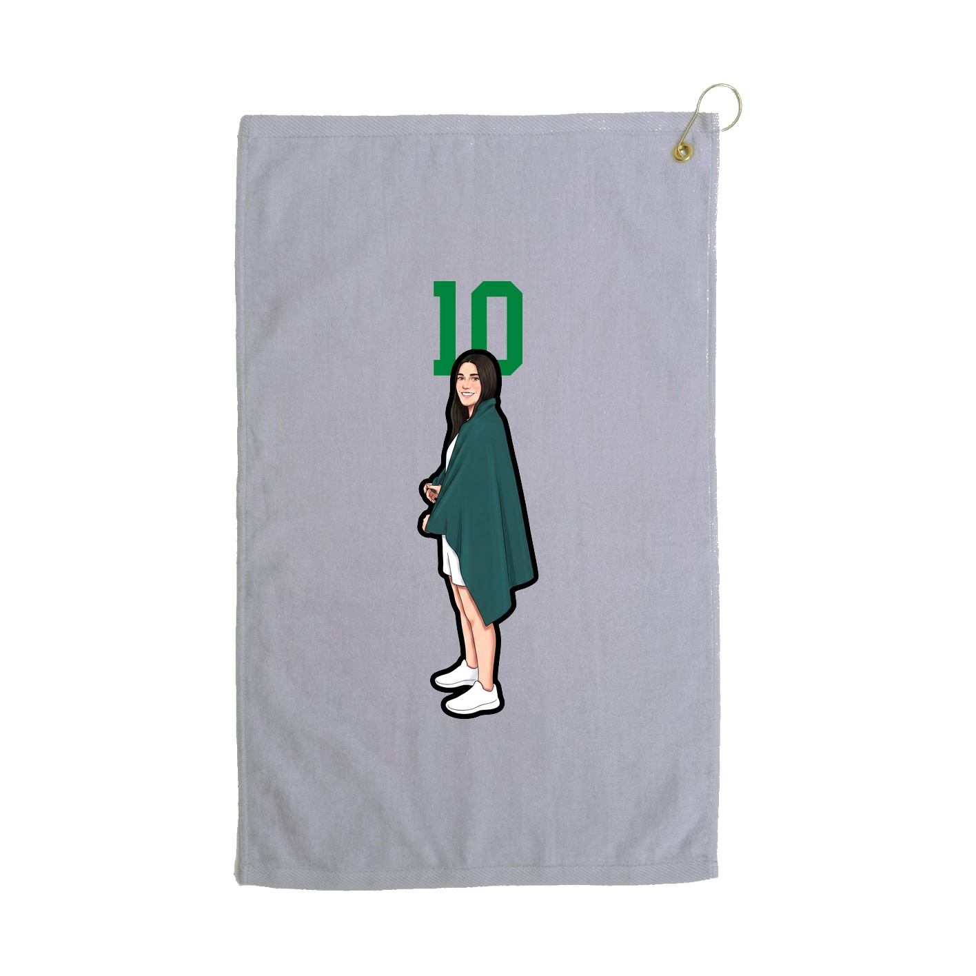 Golf Towel — Number Top in Grey