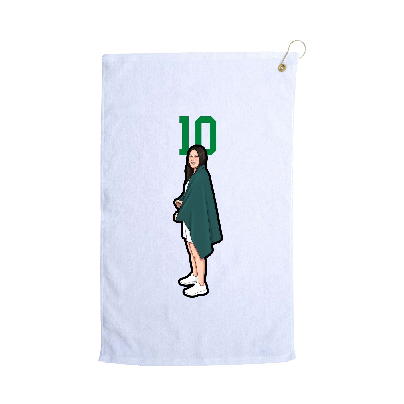 Golf Towel — Number Top in White