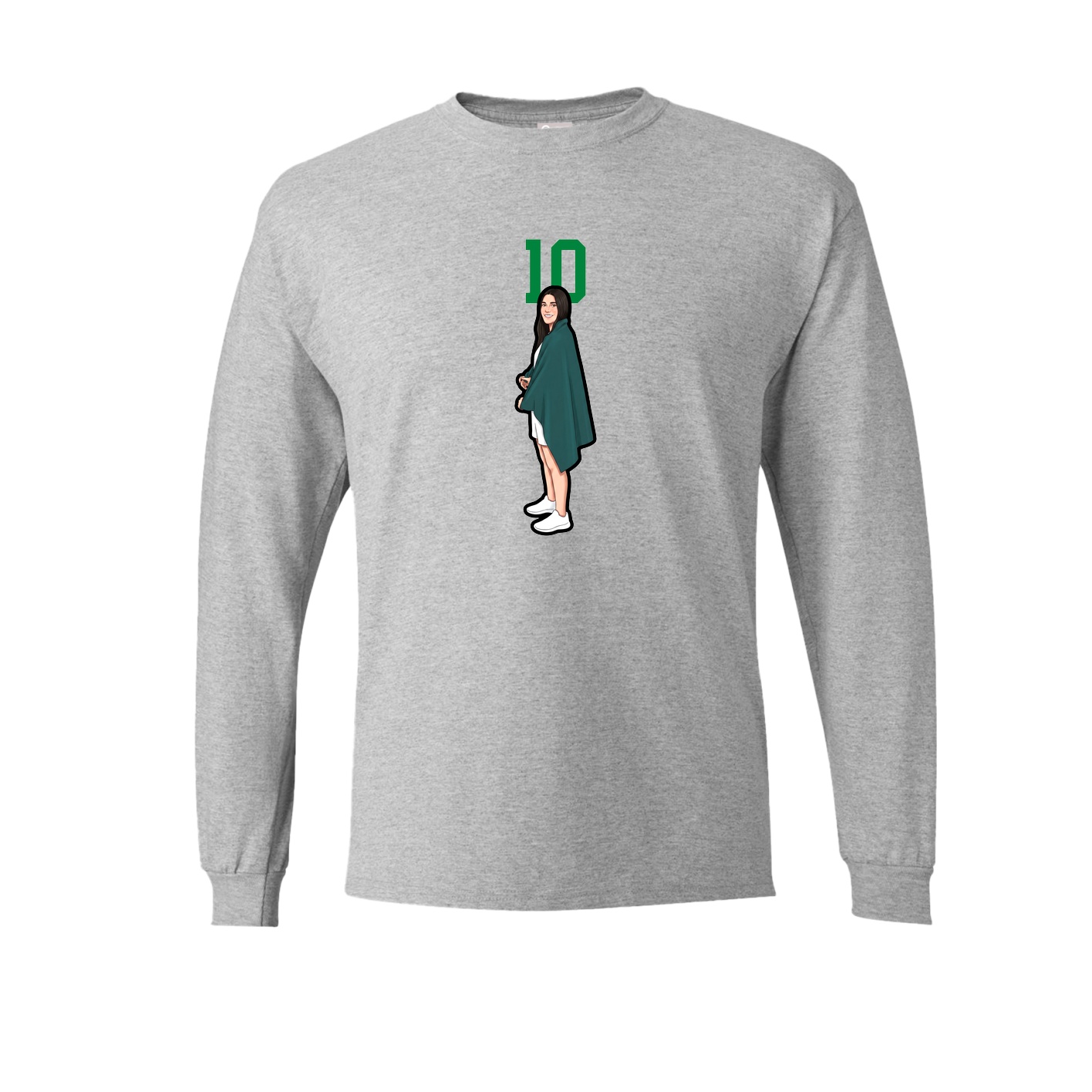 Long Sleeve Tee — Number Top in Grey
