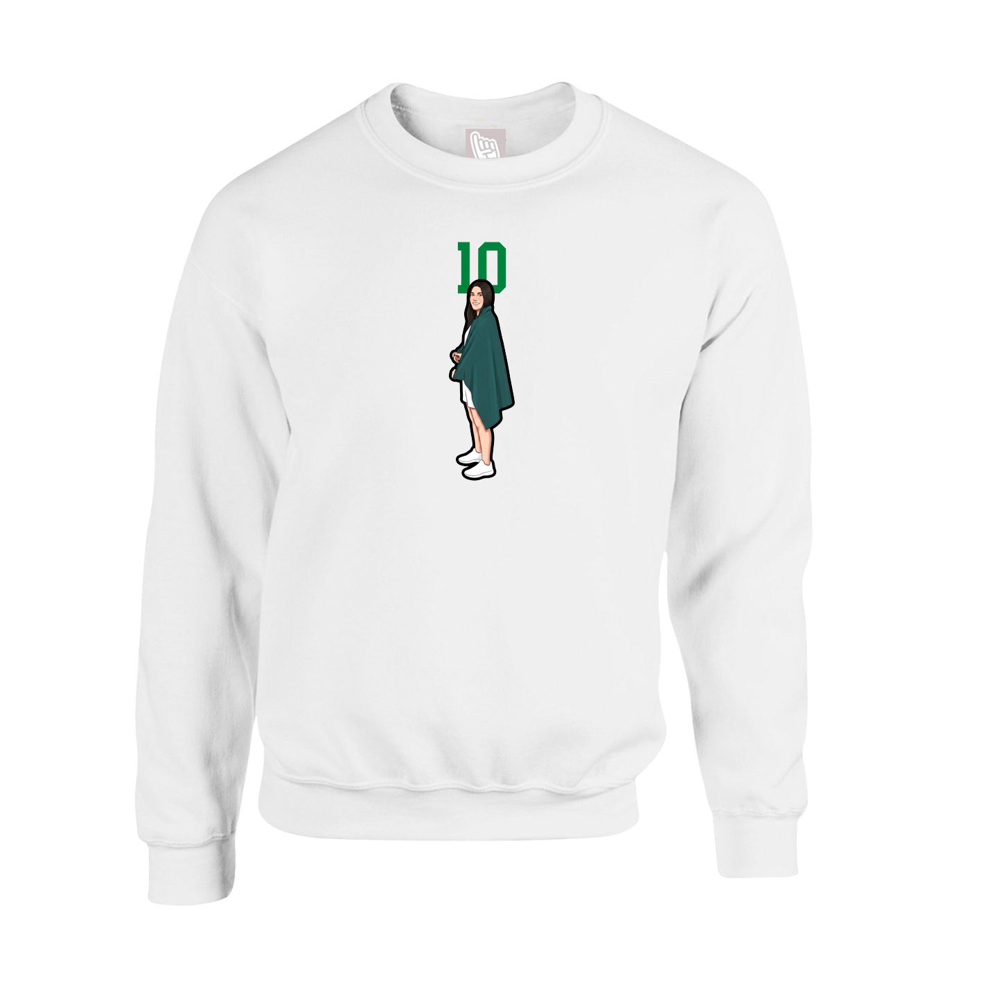 Fleece Crew — Number Top in White