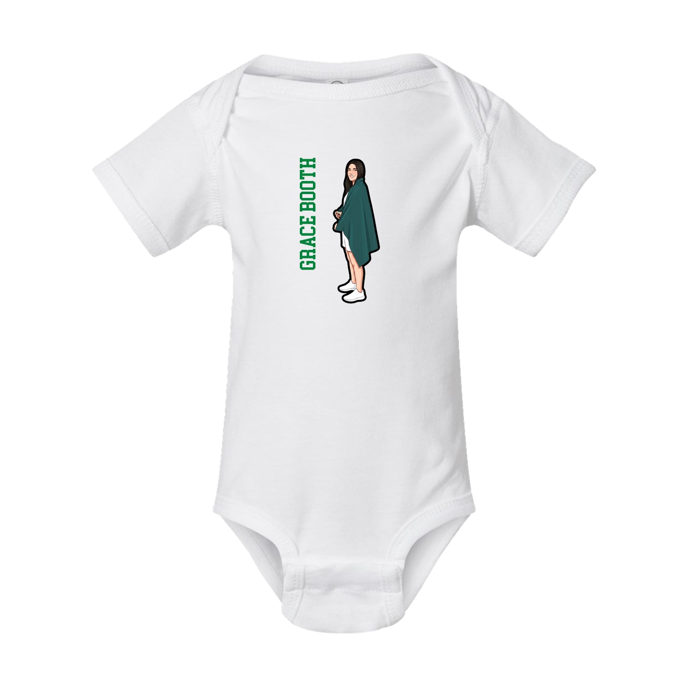 Baby Onesie — Name Vertical in White