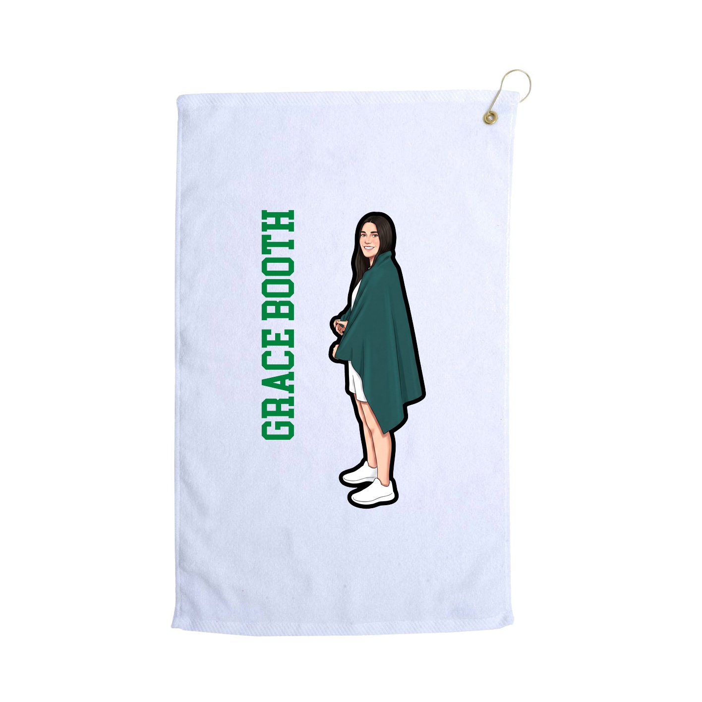 Golf Towel — Name Vertical in White